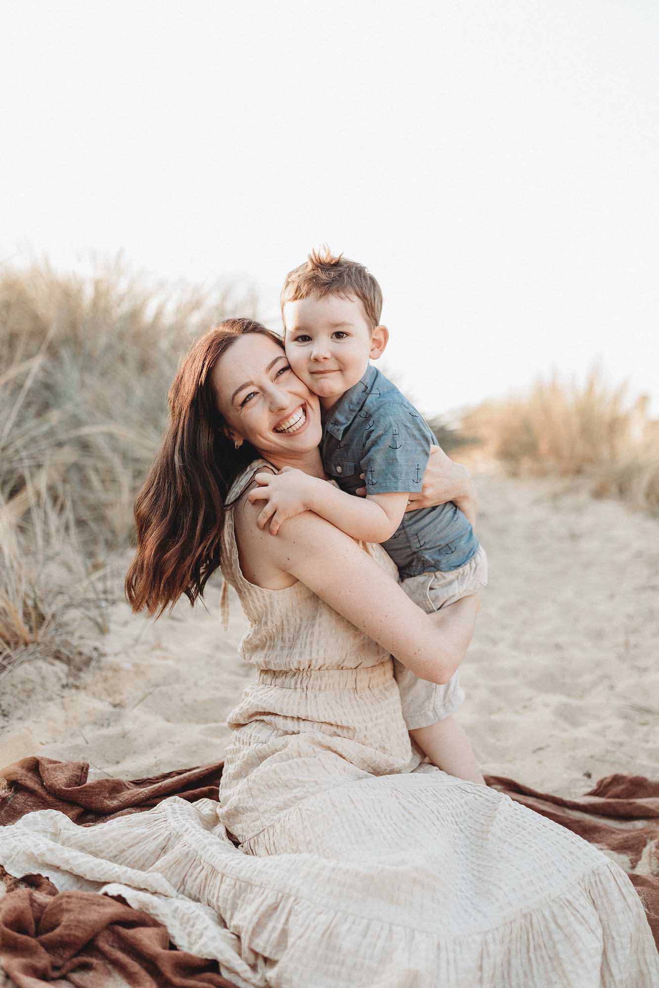 mum and son smiling